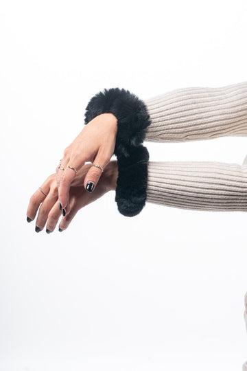 Black Rex Rabbit Fur Cuffs